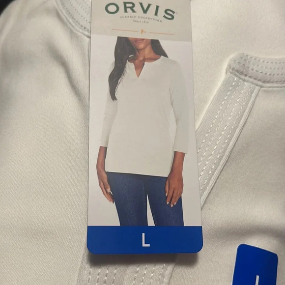 Orvis Womens’ Pima Cotton ¾ Sleeve Split Neck Top - Picture 4 of 7